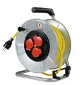 Produktbild: as - Schwabe Metallkabeltrommel 40 m K35 AT-N07V3V3-F 3G1,5 Leitung 230V / 16A, mit 3 roten Schutzkontaktsteckdosen inkl. Klappdeckel & Thermoschutzschalter, IP44, Made in Germany, Silber, 10344