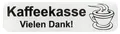 Produktbild: 3D Aufkleber selbstklebend Schild Kaffeekasse Vielen Dank 18 x 70 mm