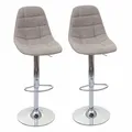 Produktbild: B-Ware 2er-Set Barhocker MCW-A67, Barstuhl Tresenhocker, creme-grau, Textil