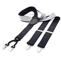Produktbild: DonDon Hosenträger Herren extra stark gepunktet blau weiß 3,5 cm Hosenträger Herren breit in Y-Form lang - Starke Clips passend für Anzug Jeans Chinos Vintage Rockabilly Suspenders