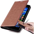 Produktbild: Cadorabo Hülle kompatibel mit Nokia Lumia 535 aus Premium Kunst Leder Flip Klappbare Stoßfeste Magnetische [Standfunktion] [Kartenfächern] Cover Hülle für Nokia Lumia 535 Tasche in Braun