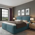 Produktbild: Polsterbett Milano Blau 180 x 200 cm Stauraum unter der Liegefläche ohne hydraulische Funktion Mit hochwertiger Matratze H3 (bis 120 kg) und Lattenrost