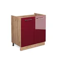 Produktbild: Vicco Spülenunterschrank Fame-Line, Bordeaux Hochglanz/Goldkraft Eiche, 80 cm ohne Arbeitsplatte
