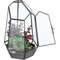 Produktbild: Relaxdays - Pflanzenterrarium, Glas & Kupfer, 26x18x15 cm, Glaskasten Kakteen & Moos, geometrisch, Fensterbank, schwarz