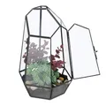 Produktbild: Relaxdays Pflanzenterrarium, Glas & Kupfer, 26x18x15 cm, Glaskasten Kakteen & Moos, geometrisch, Fensterbank, schwarz