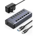Produktbild: UGREEN USB-C to 7-Port USB-A 3.0 Hub DC 12V EU - Grau