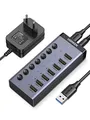 Produktbild: UGREEN USB Hub 7 Port mit Unabhängigem Schalter und 24W Netzteil (12V/ 2A) USB Hub 3.0 Aktiver zur Ladung und Datenübertragug Aluminiumgehäuse kompatibel mit MacBook, Surface Pro7 und Anderen Laptops