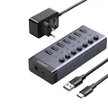 Produktbild: Hub UGREEN 90307 7w1 USB-C, 7x USB-A 3.0 12V 2A - czarny  Ugreen