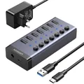 Produktbild: Multifunktionsadapter HUB 7in1 USB-C 7xUSB-A PD 3.0 Ugreen Splitter Adpater Grau