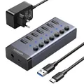 Produktbild: Multifunktionsadapter HUB 7in1 USB-C 7xUSB-A PD 3.0 Ugreen Splitter Adpater Grau
