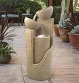 Produktbild: Wehmann Solarbrunnen Dubai Garten Brunnen Kaskade Komplettset für Garten und Terrasse mit Beleuchtung, Sand, Höhe 80 cm, B/L 33 cm x 26 cm, Neu: Bonus Gratis Ladeteil