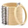 Produktbild: Caydo 12 Stück Stickrahmen 10cm Mini Bambus Stickrahmen Holz Rund Klein Ring für Weihnachtsdekoration, DIY Kunsthandwerk