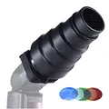 Produktbild: Andoer Snoot konisch leicht Modifier W/Filter von Farben wabenfrmig 50Grad für Canon Neewer Nikon Yongnuo Godox Meike Vivitar Fotografie Kamera Speedlite Flash
