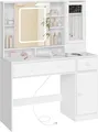 Produktbild: WOLTU Schminktisch mit Beleuchtung, Mobiler Spiegel und Steckdosen, 108x40 cm, Weiß