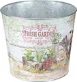 Produktbild: Vintage Metall Blumentopf Bunt - Garten Balkon Deko 18cm