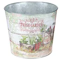 Produktbild: Vintage Metall Blumentopf Bunt - Garten Balkon Deko 18cm