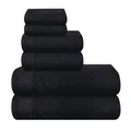 Produktbild: MALLONI Home Ultra Soft 6er-Pack Baumwoll-Handtuch-Set, enthält 2 übergroße Badetücher 70 x 140 cm, 2 Handtücher 40 x 60 cm und 2 Waschbetten 30 x 30 cm, Schwarz