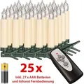 Produktbild: 25-er Set LED Weihnachtsbaumkerzen kabellos Timer Dimmfunktion Flacker-Modus inkl. Batterien Weihnachtsbeleuchtung für Innen & geschützten Außen... - Beige
