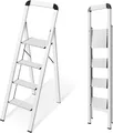 Produktbild: Kingrack Trittleiter 4 Stufen Aluminium Klappbar Handlauf Rutschfest Silber