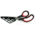 Produktbild: Pizzaschere mit Heber Edelstahl Pizzaheber Pizzaschneider Schere 27cm schw.-rot
