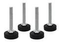Produktbild: Design61 4X Justierschraube mit Beweglicher Stellschraube M8 x 40 mm Verzinkt Verstellschraube Kunststoffuß Ø 30 mm für Möbel, Werkbank & Maschinen