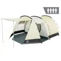 Produktbild: CampFeuer Zelt Super+ für 4 Personen, Sand / Schwarz, XXL Tunnelzelt mit 2 Eingängen und Vordach - Beige/Schwarz