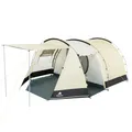 Produktbild: CampFeuer Zelt Super+ für 4 Personen | Sand/Schwarz | XXL Tunnelzelt mit 2 Eingängen und Vordach, 3000 mm Wassersäule | Zelt mit Vorzelt und Bodenplane, Gruppenzelt, Campingzelt Familienzelt