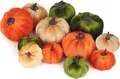 Produktbild: 12 Künstliche Halloween Kürbisse Stoff Ernte Set Herbst Deko Rot Grün