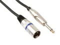 Produktbild: HQ-Power XLR-Jack-Kabel, 1 x XLR männlich, 1 x Jack 6.35 mm männlich, mono, 1.5 m, perfekt für die