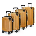 Produktbild: YONSLY Gepäckset Suitcase, Reisekoffer, Trolley Rollkoffer Handgepäck, Hartschalenreisekoffer mit 360° Lenkrollen, Zahlenschloss, Mehrstufiger Teleskopgriff (S-M-L-XL-Set, Orange)
