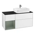 Produktbild: V&B Waschtischunterschrank Abdeckplatte Gl. bla m Finion 120cm, Reg li Oli. m Lac, glo wh. Lac