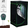 Produktbild: Mucola Gewächshaus inkl. 3 in 1 Feuchtigkeitsmessgerät für Pflanzen Pflanzenzelt Growbox Indoor Pflanzenzelt Zuchtzelt Zuchtschrank Darkroom Frühbeet Schwarz Grün - 60x60x180cm