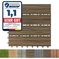 Produktbild: Karat Terrassenfliesen Klickfliesen 30x30 cm, wetterfeste Balkonfliesen aus Kunststoff, Klicksystem für Terrasse & Balkon – Mix Teak, 1 Stück - Kastanienbraun