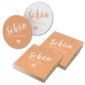 Produktbild: itenga 40x Serviette Schön dass du da bist apricot orange mit 40x Bierdeckel Set
