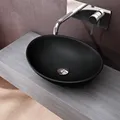 Produktbild: doporro Waschbecken Aufsatzwaschbecken Oval waschtisch Keramik 41x33,1x14cm Waschschale matt schwarz Handwaschbecken Nano-Versiegelung Brüssel205