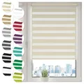Produktbild: Doppelrollo Klemmfix ohne Bohren 30cm x 130cm Creme Duo Rollo Klemmrollo Sonnenschutzrollo Fensterrollo für Fenster & Türen Zebrarollo Seitenzugrollo