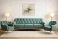 Produktbild: A&J MöbelLand GmbH Polstergarnitur Benito: 3-Sitzer Sofa + 2 Sessel – Wohnzimmer Set, modernes Design, Bonellfederkern, langlebige Qualität, Bezug in Grün
