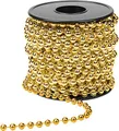 Produktbild: KAHEIGN Perlenband Weihnachtsbaum Perlenkette Perlengirlande, 5mm x 10m Gold Kunststoff Perlenschnur Weihnachtskette für Christbaumschmuck Perlenkette Hochzeit DIY Dekorationszubehör