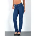 Produktbild: ESRA Straight-Jeans Premium High Waist Jeans Damen Straight Leg Hosen Stretch-Jeans G8 Straight Leg Damen Jeans High Waist Hose Stretch Regular Jeanshose blau 40