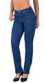 Produktbild: ESRA Damen Straight Fit Jeans Hose Straight-Leg Jeanshose Stretch gerader Schnitt Damen-Jeans High Waist bis Übergröße Große Größe G800