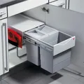 Produktbild: Hailo Abfallsammler 3641222 | TR Swing Raumspar-Tandem-H | Einbaumülleimer 2x 20 Liter + Deckel | Abfalltrennsystem ab 40er Unterschrank | Vollauszug per Hand | Platzsparender Mülleimer für die Küche