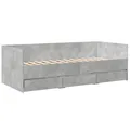 Produktbild: vidaXL Tagesbett, Gästebett mit 3 Schubladen mit Rollen, Schlafsofa für Schlafzimmer, Bettsofa Sofabett Daybed Bett, Betongrau 100x200cm Holzwerkstoff