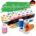 Produktbild: int!rend Acrylfarben Set mit Pinseln - 14 x 18ml Acryl Farben - Wasserfeste