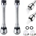 Produktbild: Wasserhahn Verlängerung Luftsprudler, 2 Stück 360 Grad Drehbarer Schwenkkopf Wasserhahn Luftsprudler Wassersparender Siebstrahlregler für Bad Küchenarmatur Düse Filter Adapter