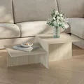 Produktbild: [en.casa] Couchtisch Taniena Wohnzimmertisch mit doppelter Tischplatte eckig Beistelltisch 100 x 55 x 35 cm Sofatisch Travertin