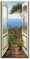 Produktbild: ARTLAND Wanddeko Leinwand Bilder Wandbild 30x60 cm Fensterblick Garten Meer Landschaft Küste Natur Meerblick D4NO