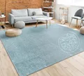 Produktbild: Paco Home Teppich Wohnzimmer Schlafzimmer Esszimmer Kurzflor Moderne Optik Einfarbig Pastell, Grösse:60x100 cm, Farbe:Türkis