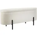 Produktbild: Tectake Sitzbank Lanja Mit Bouclé Stoff Gepolstert  96 x 36 x 43 cm Bouclé Creme Weiß