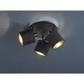 Produktbild: Reality Leuchten - Deckenstrahler Tommy 3-flammig Schwarz, Stoffschirme Schwarz Gold, Ø 25cm