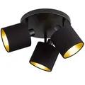 Produktbild: Reality Leuchten Tommy R80333979 Spotbalken, Metall Schwarz Matt, Stoffschirm Schwarz/Goldfarbig